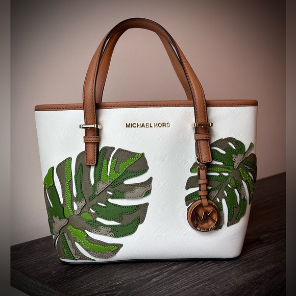 SOLD - Michael Kora XS Carry All Monstera Tote - Picture 1 of 3